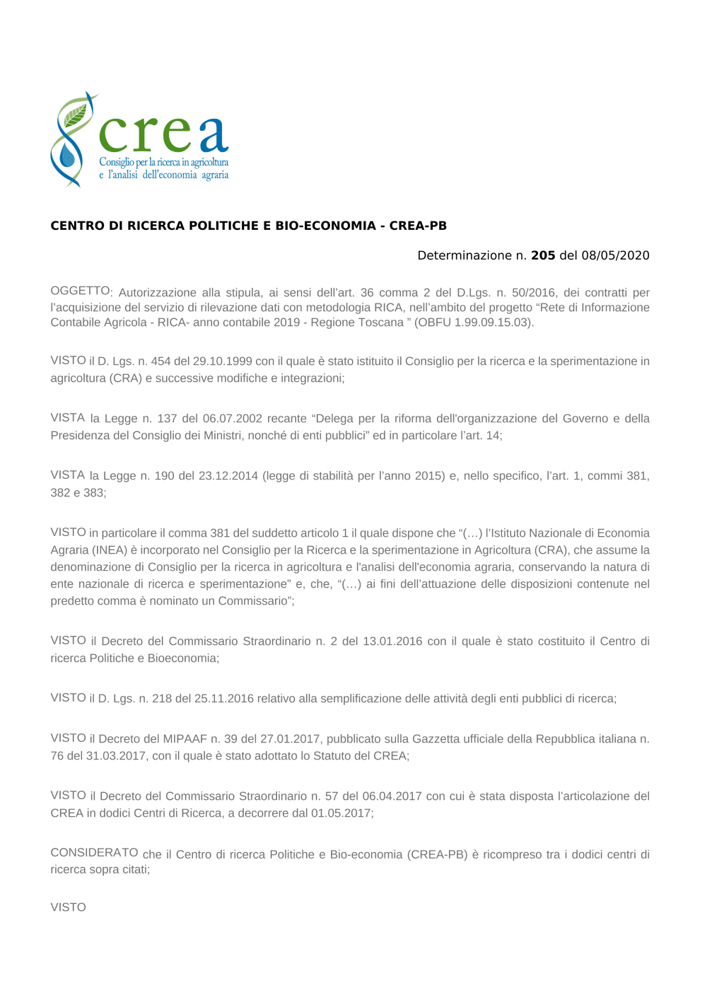 Dettaglio Ricerca Crea