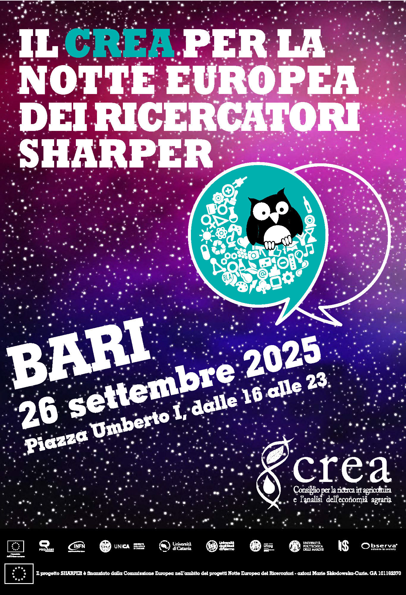 Il CREA protagonista della Notte Europea dei Ricercatori anche a Bari Il CREA protagonista della Notte Europea dei Ricercatori anche a Bari