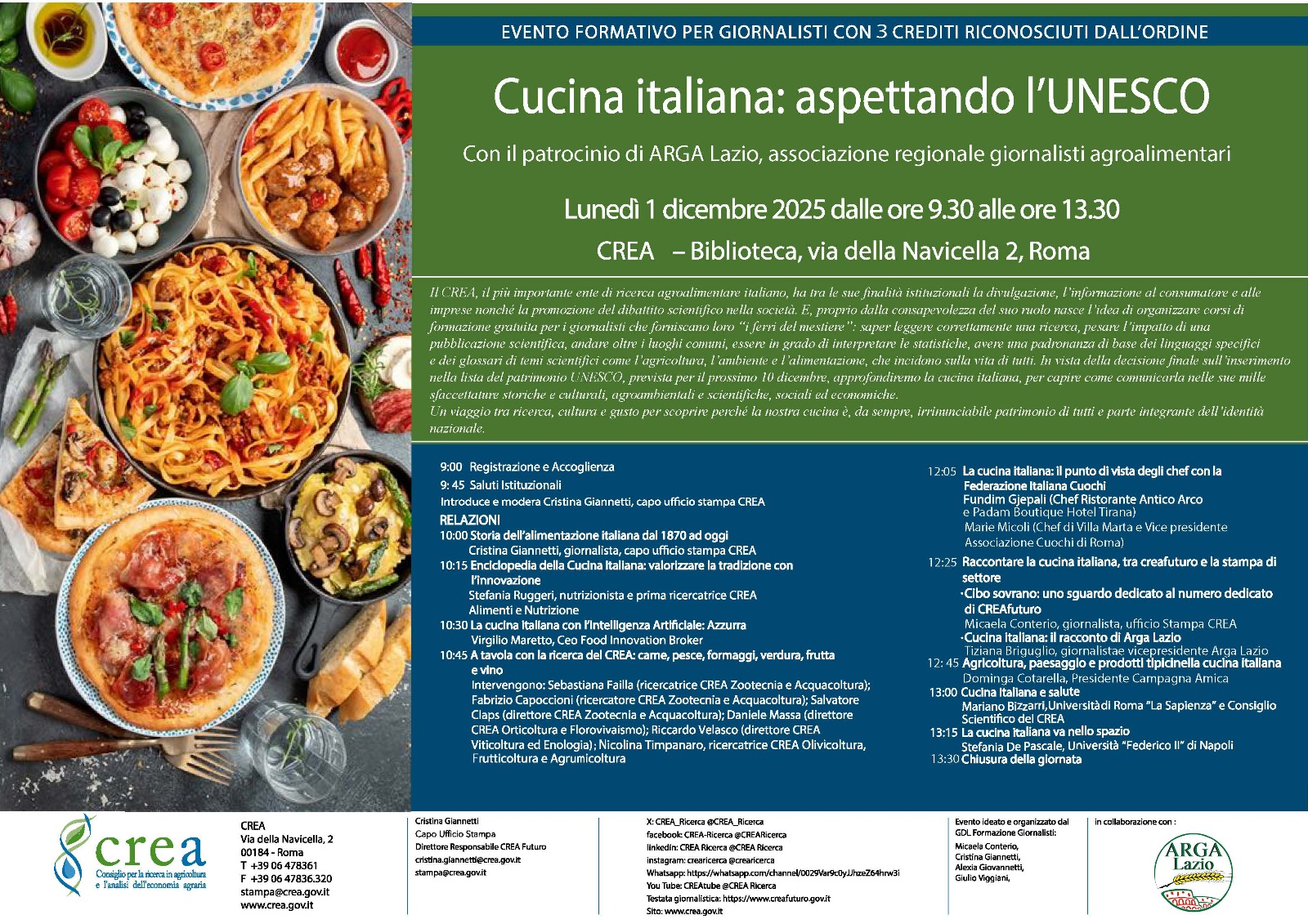 Corso di formazione per giornalisti “Cucina italiana: aspettando l’UNESCO”