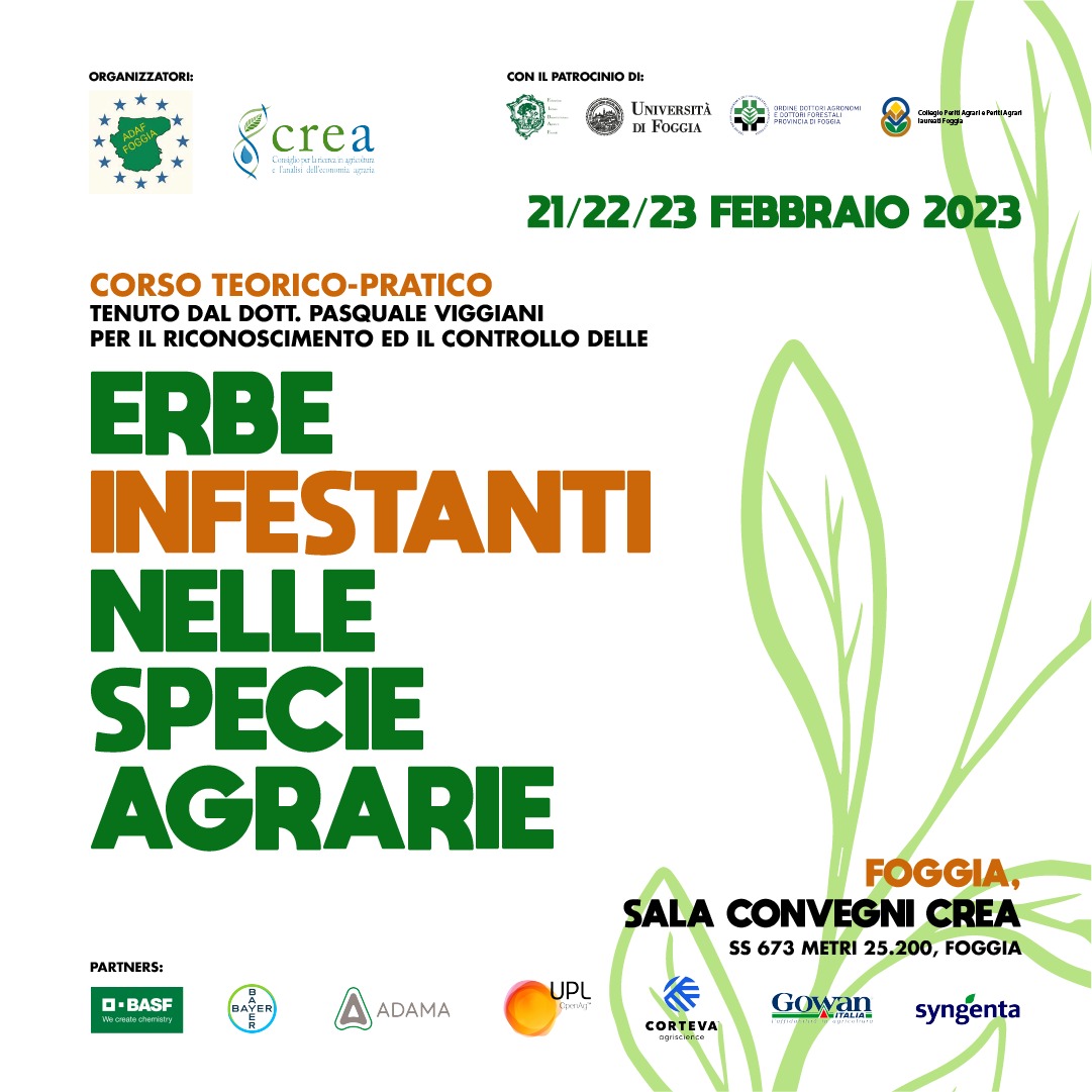 VUOI SAPERNE DI PIU' SULLE SPECIE INFESTANTI PIU’ DIFFUSE? PARTECIPA AL CORSO ORGANIZZATO DAL CREA