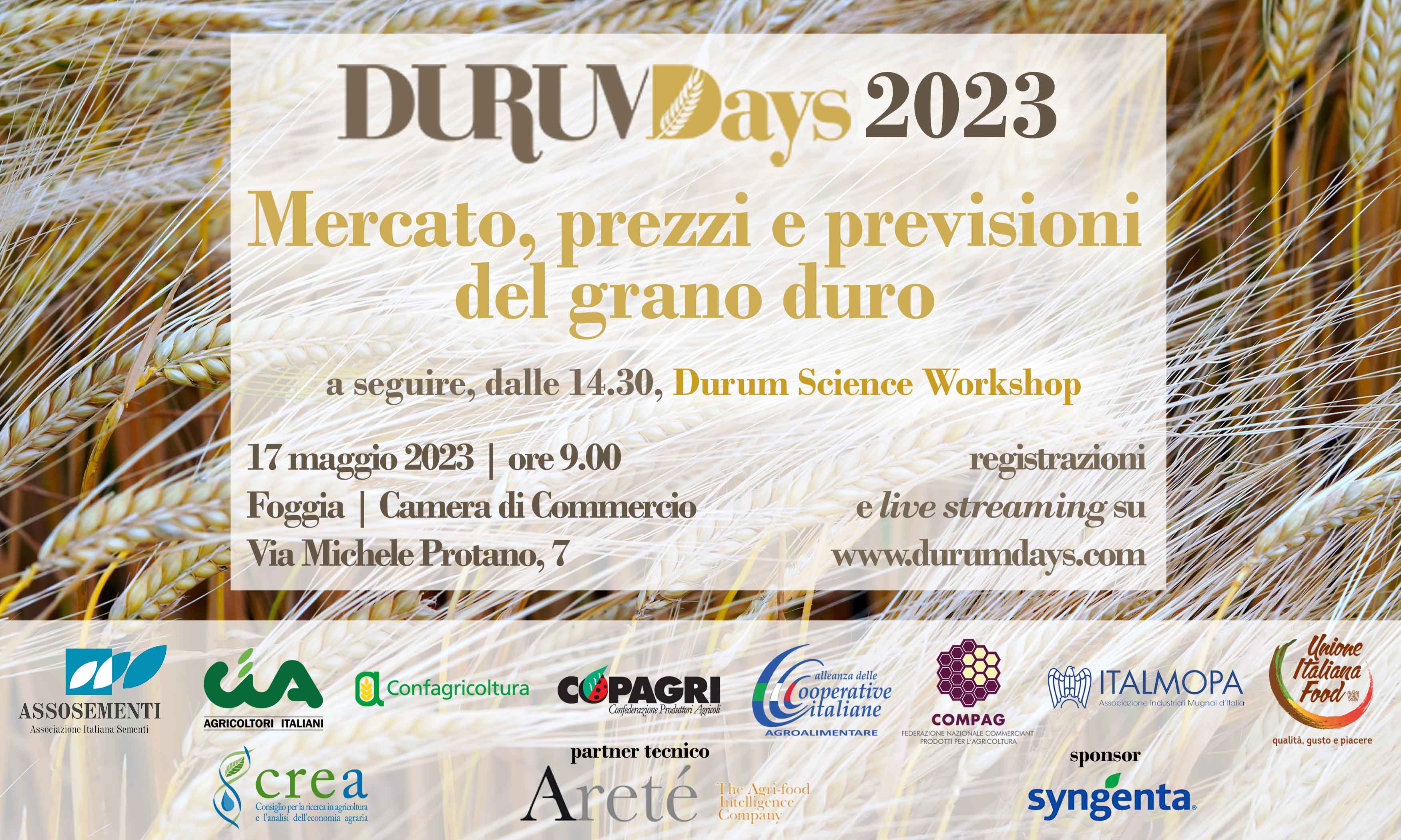Durum Days 2023. Torna l’evento nazionale della filiera grano-pasta