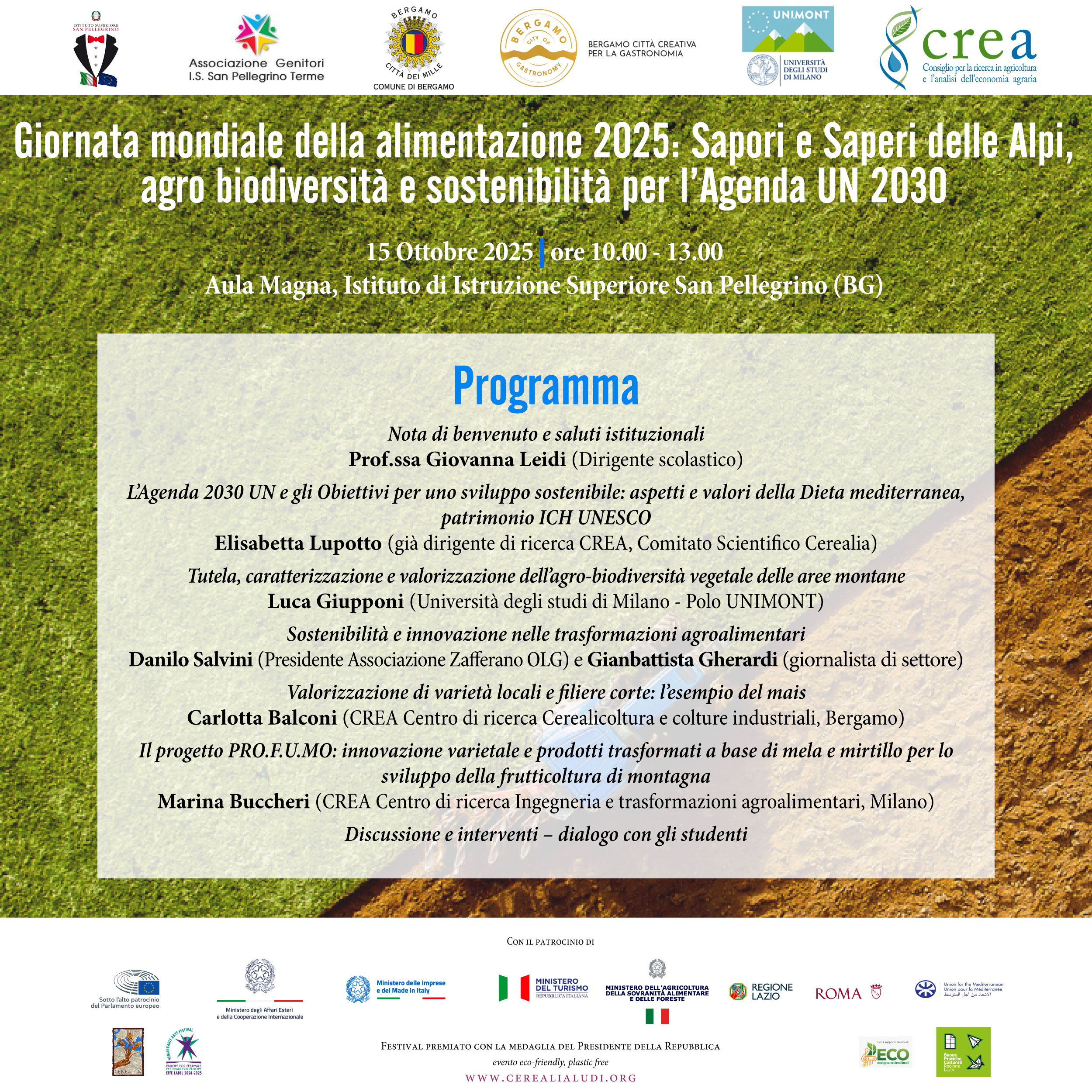 Giornata mondiale della alimentazione 2025: Sapori e Saperi delle Alpi, agro biodiversità e sostenibilità per l’Agenda UN 2030