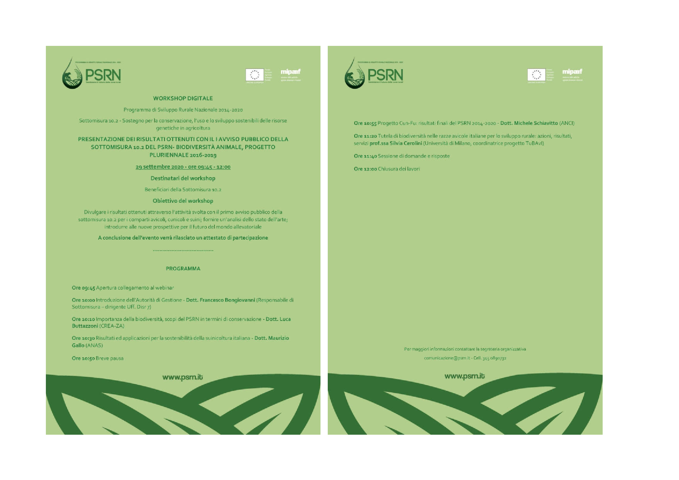 Sottomisura 10.2: previsto per il prossimo 29 settembre il primo workshop digitale di presentazione dei risultati ottenuti con il I avviso pubblico della Sottomisura