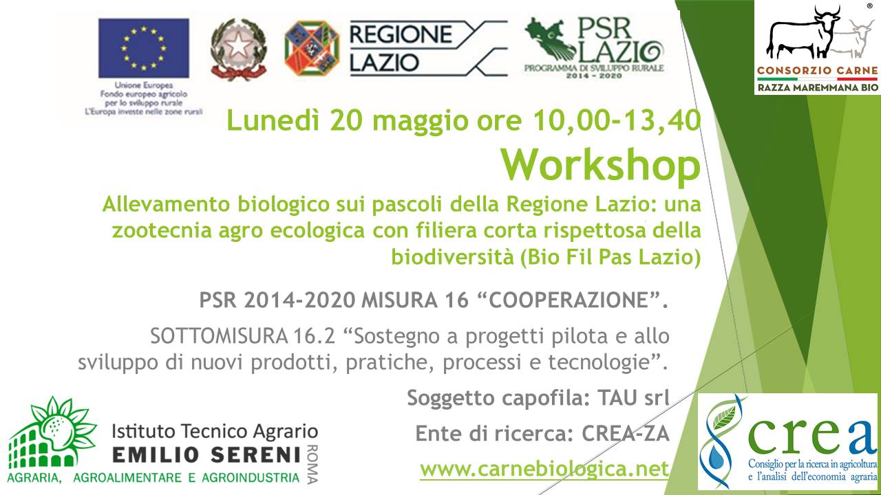 Allevamento biologico sui pascoli della Regione Lazio: una zootecnia agro ecologica con filiera corta rispettosa della biodiversità (Bio Fil Pas Lazio)