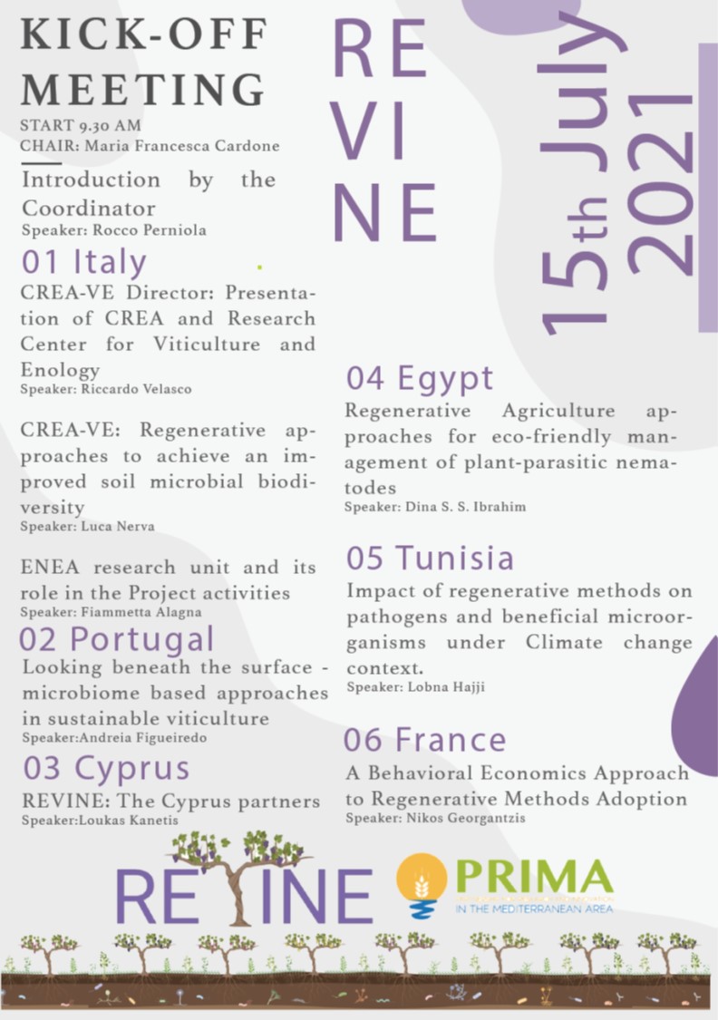 Kick-Off Meeting progetto PRIMA REVINE - 15 Luglio 2021