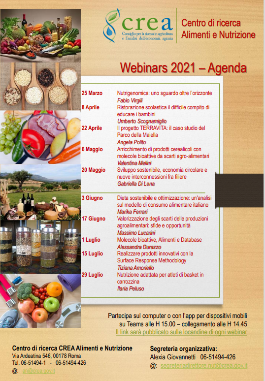 Ciclo di webinars CREA Alimenti e Nutrizione