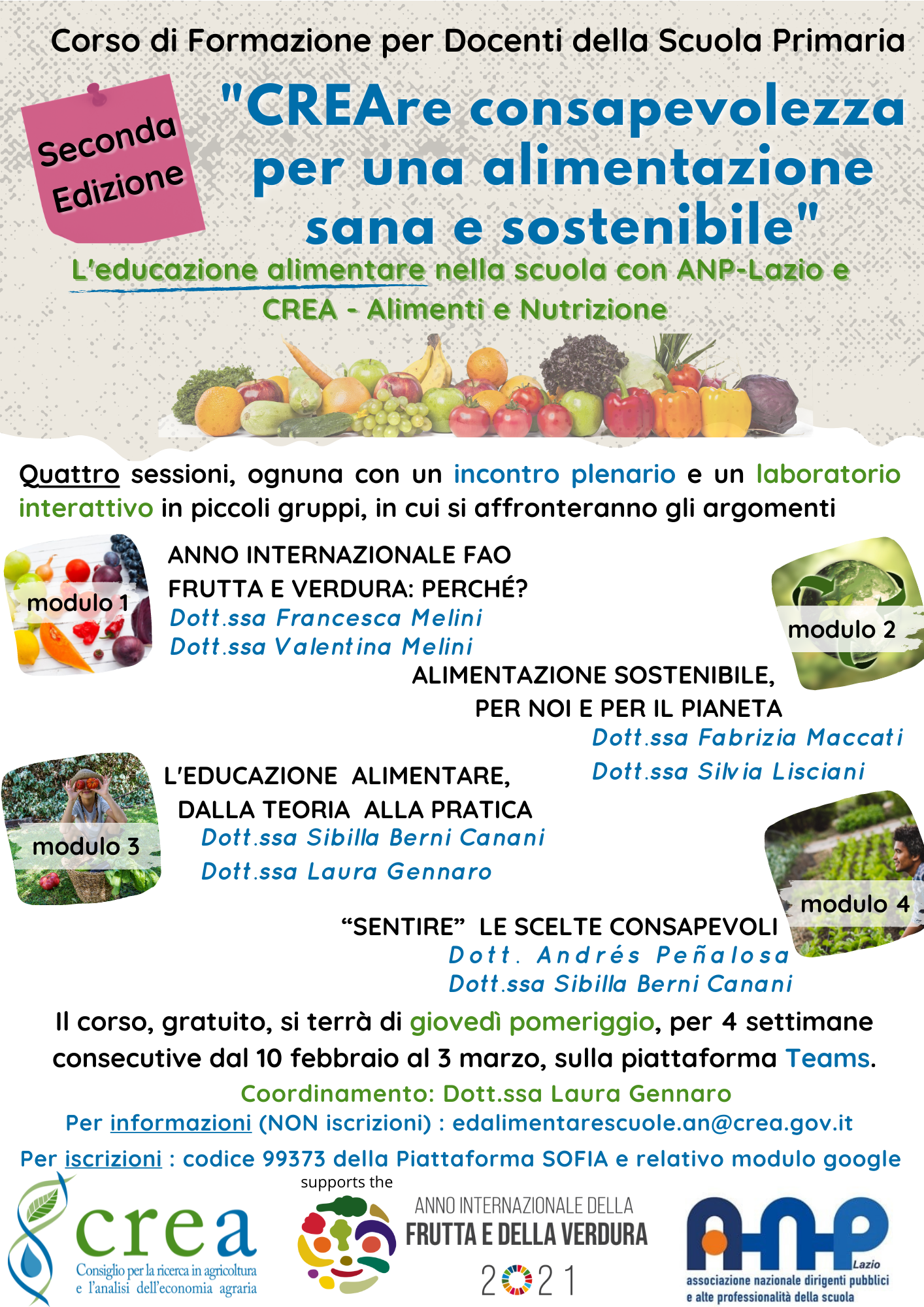 CREAre consapevolezza per una alimentazione sana e sostenibile - Corso di formazione