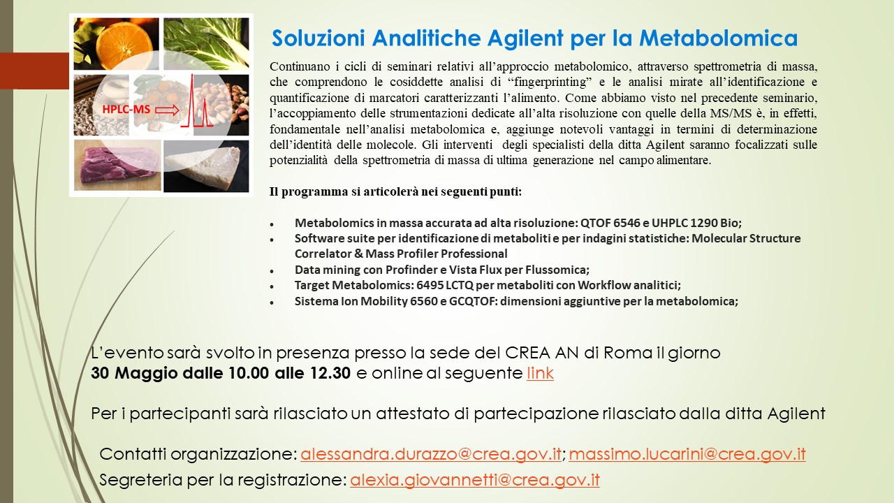 Soluzioni Analitiche Agilent per la Metabolomica