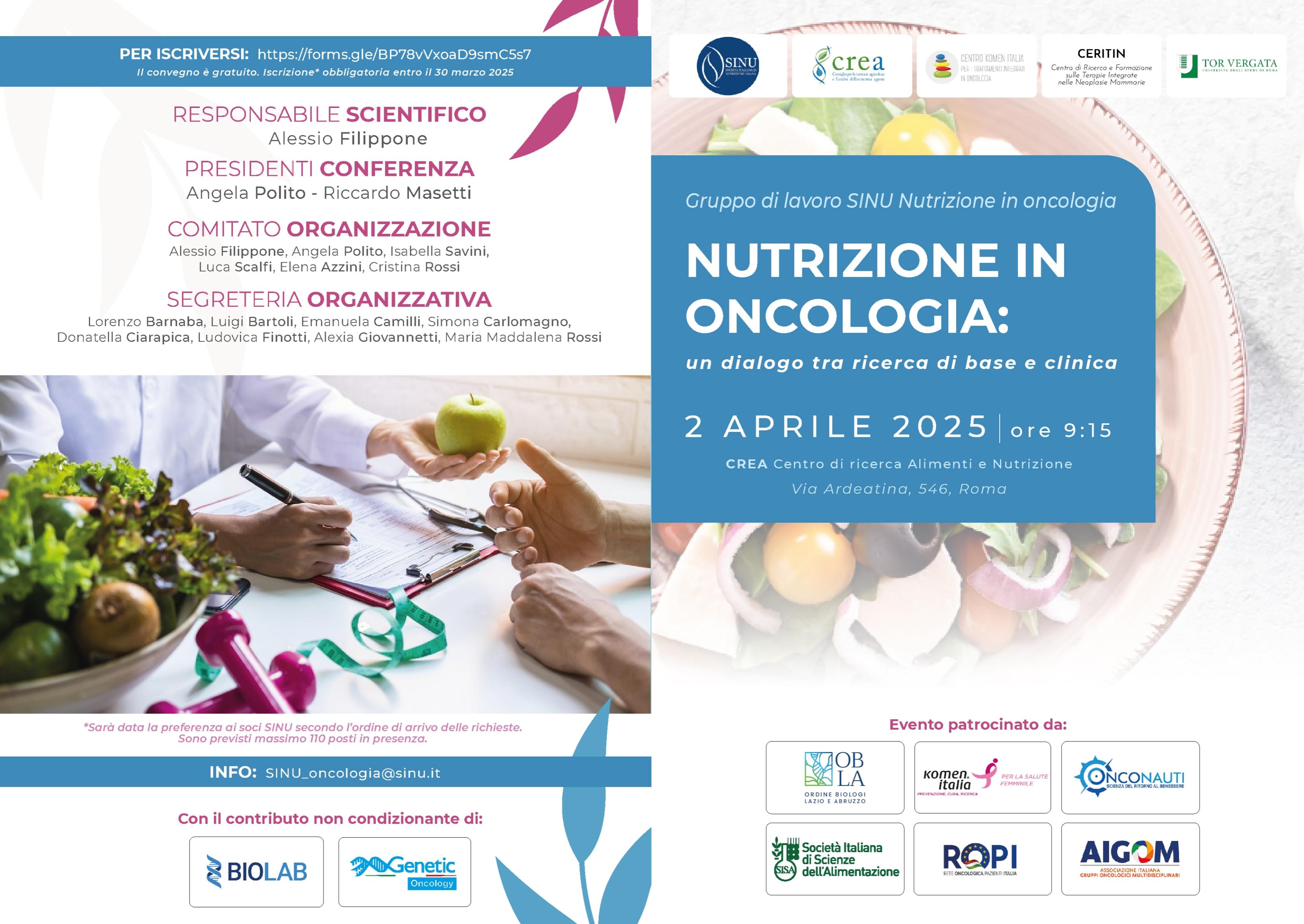 NUTRIZIONE IN ONCOLOGIA: un dialogo tra ricerca di base e clinica