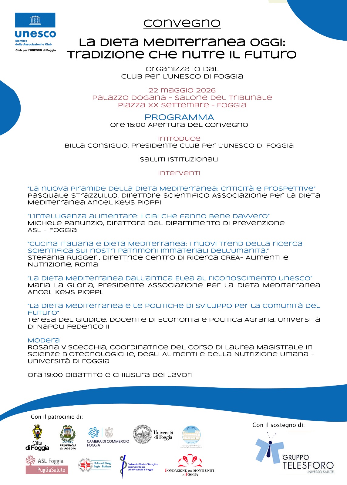 Convegno UNESCO &ldquo;La Dieta Mediterranea oggi: tradizione che nutre il futuro&rdquo;