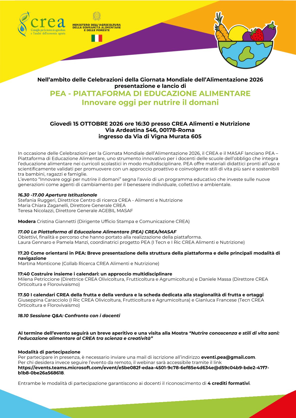 Innovare oggi per nutrire il domani. PEA: la Piattaforma di Educazione Alimentare