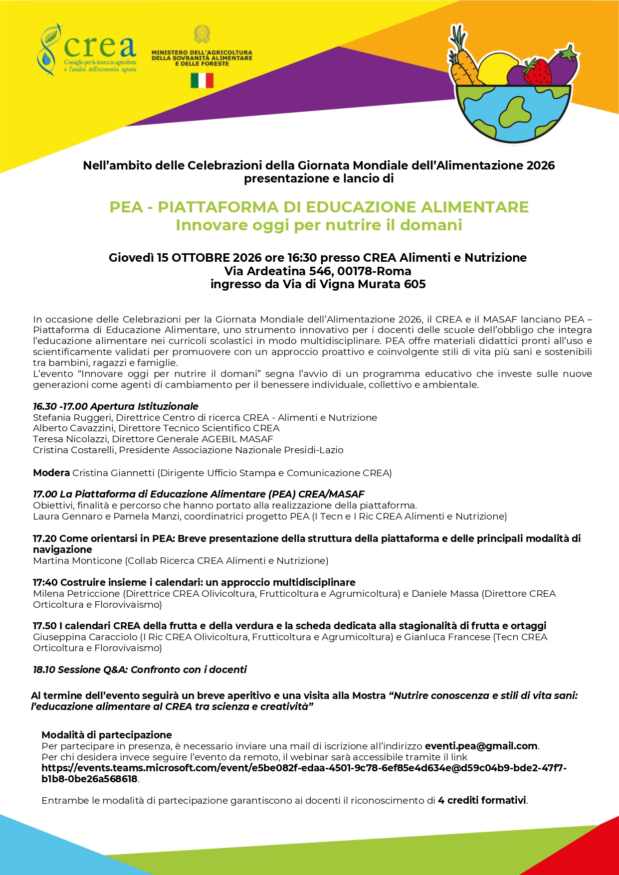 Innovare oggi per nutrire il domani. PEA: la Piattaforma di Educazione Alimentare
