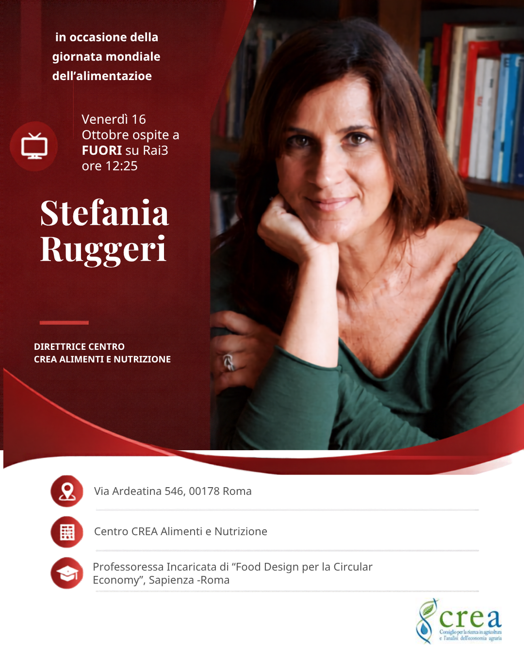 In occasione della giornata mondiale dell’alimentazioe - Stefania Ruggeri in diretta ad FUORI Rai3
