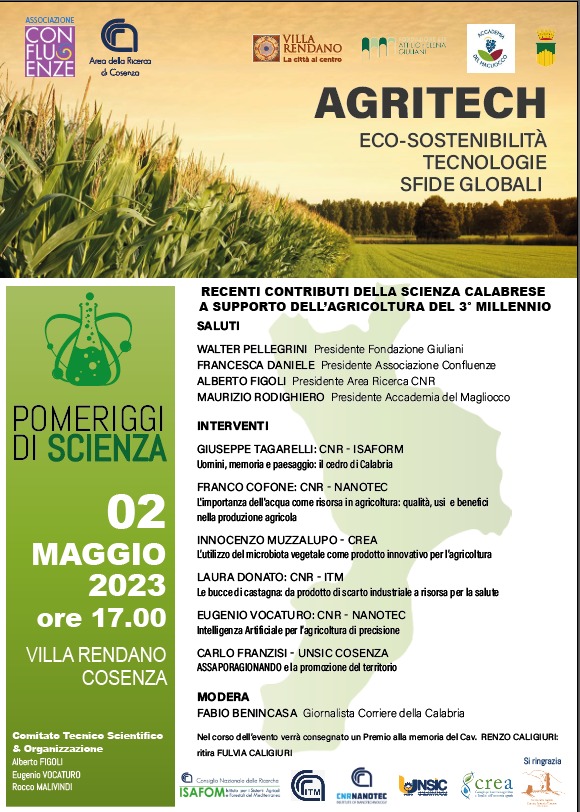 Pomeriggi di Scienza: contributi della scienza calabrese a supporto dell'Agricoltura del 3° Millennio
