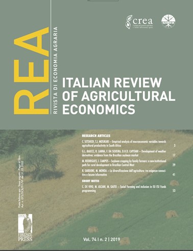 Italian Review of Agricultural Economics - REA: Call for Paper “Migrations, agriculture and rurality: dynamics, policies and experiences in Europe”