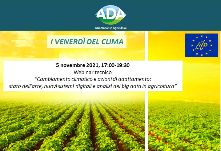 I VENERDÌ DEL CLIMA - 5 novembre 2021 Webinar Tecnico del progetto Life ADA