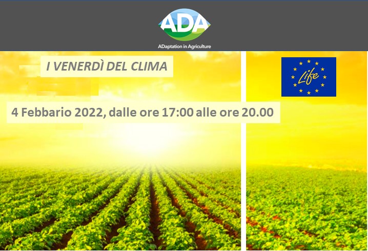 Life ADA - webinar tecnico su Adattamento al cambiamento climatico per la filiera dell'ortofrutta ed impatti economici