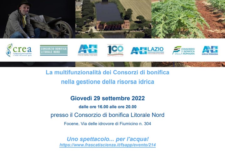 SAVE THE DATE - APERITIVO SCIENTIFICO La multifunzionalità dei Consorzi di bonifica nella gestione della risorsa idrica. Uno spettacolo... per l'acqua!
