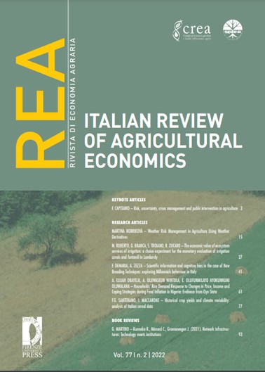 È online il n. 2/2022 della REA (Italian Review of Agricultural Economics)