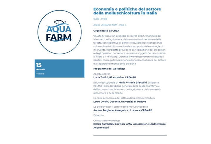 AQUAFARM 2023 - Economia e politiche del settore della molluschicoltura in Italia