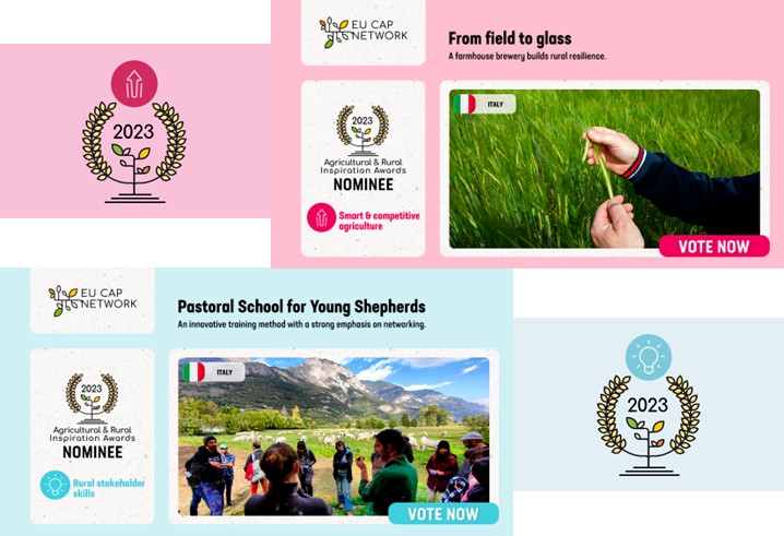 Il Voto Popolare #ARIAwards23 è aperto! Due progetti italiani, promossi dalla Rete Rurale Nazionale, tra i finalisti