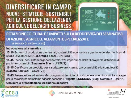 Al via la quarta giornata della Webinar Series DIVERFARMING