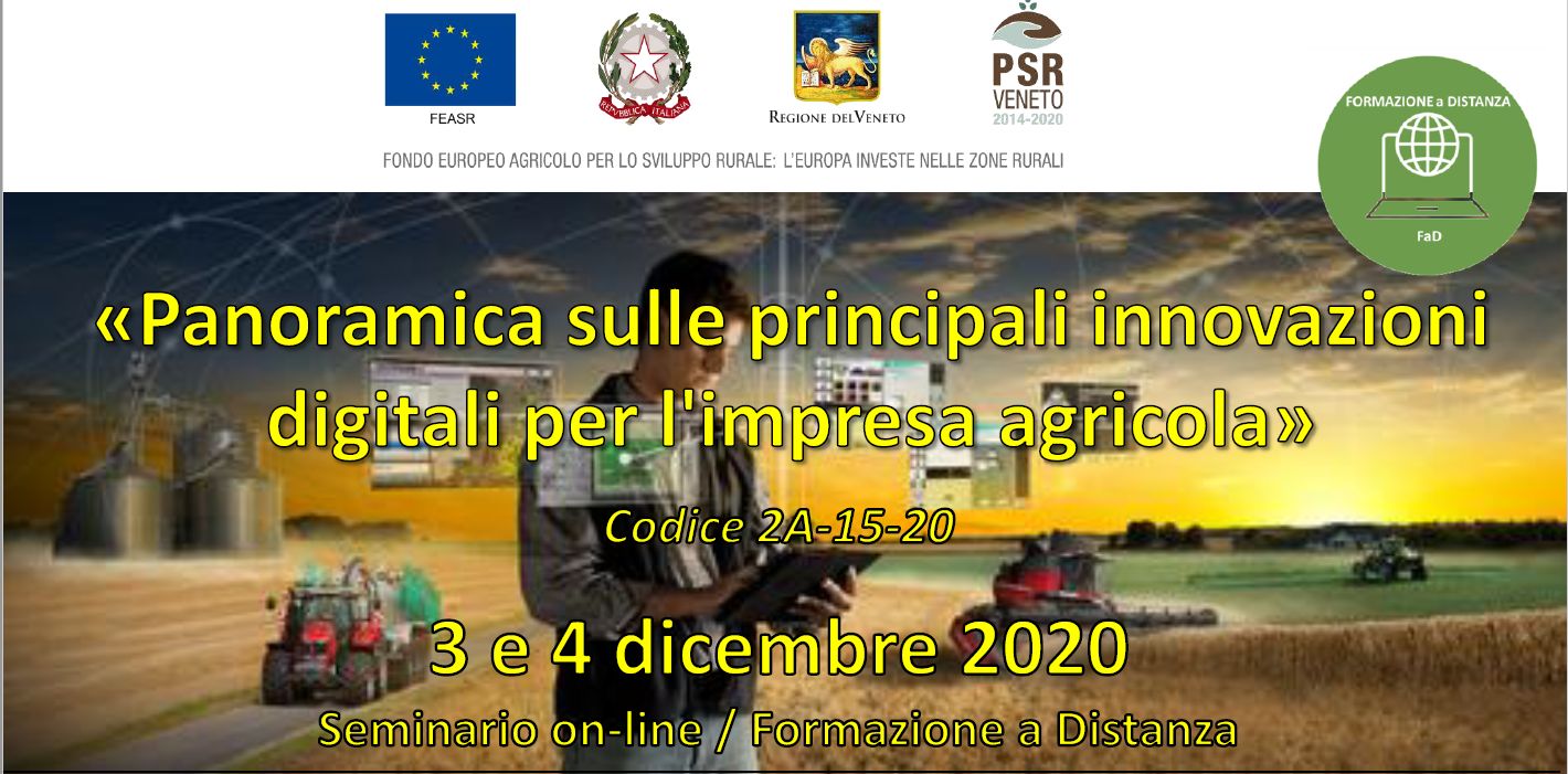 Seminario on-line “Panoramica sulle principali innovazioni digitali per l’impresa agricola”