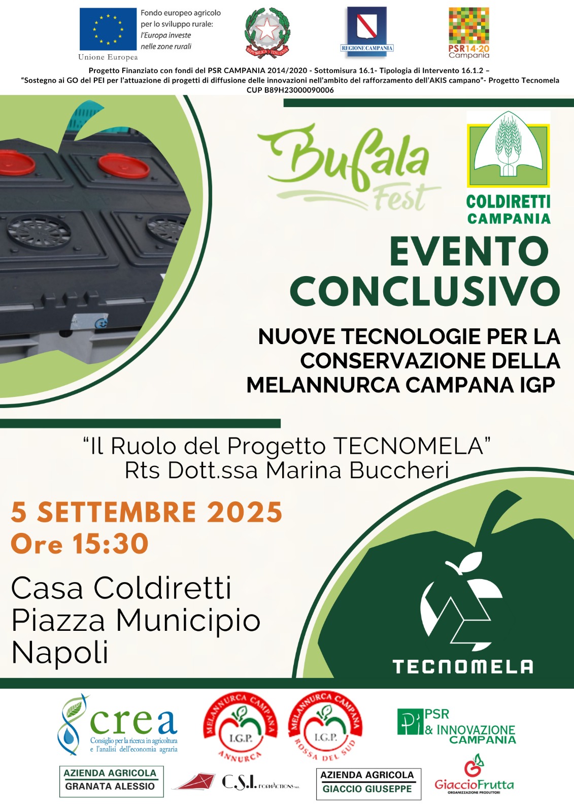 Nuove tecnologie per la conservazione della Melannurca Campana IGP: evento conclusivo del Progetto Tecnomela