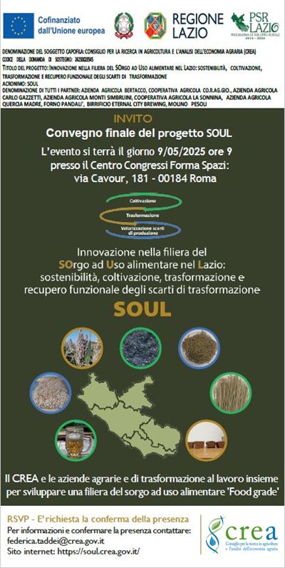 Convegno finale progetto SOUL - Innovazione nella filiera del SOrgo ad Uso alimentare nel Lazio