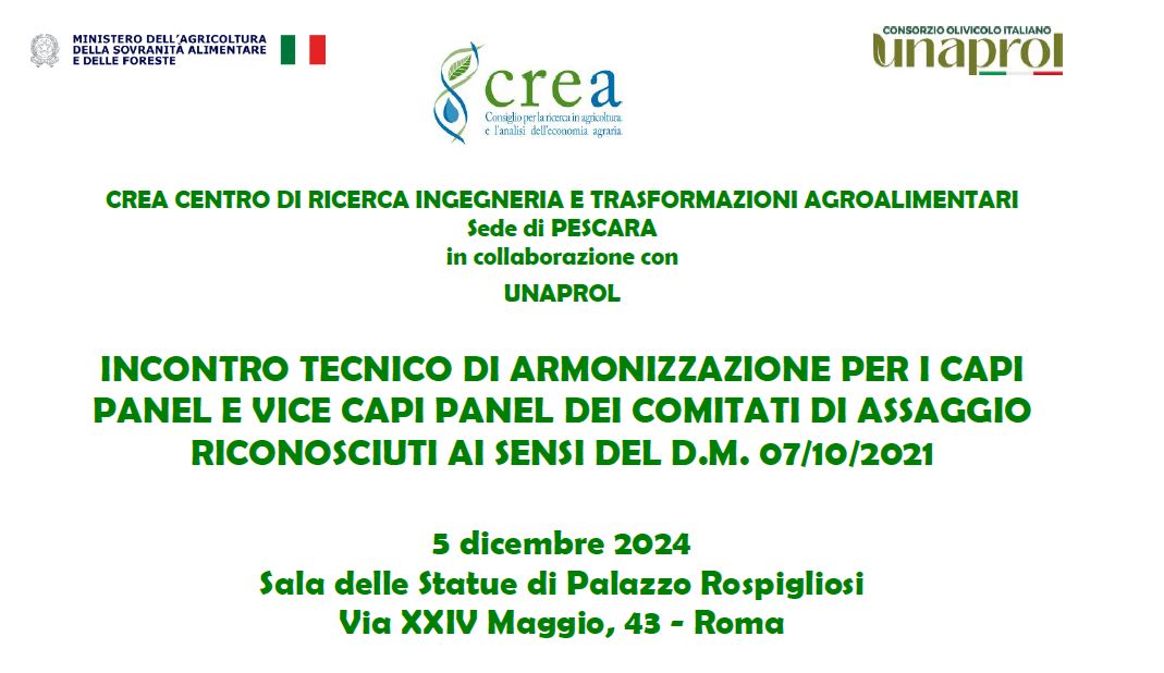 Incontro tecnico di armonizzazione per i capi panel e vice capi panel dei comitati di assaggio di olio di oliva vergine