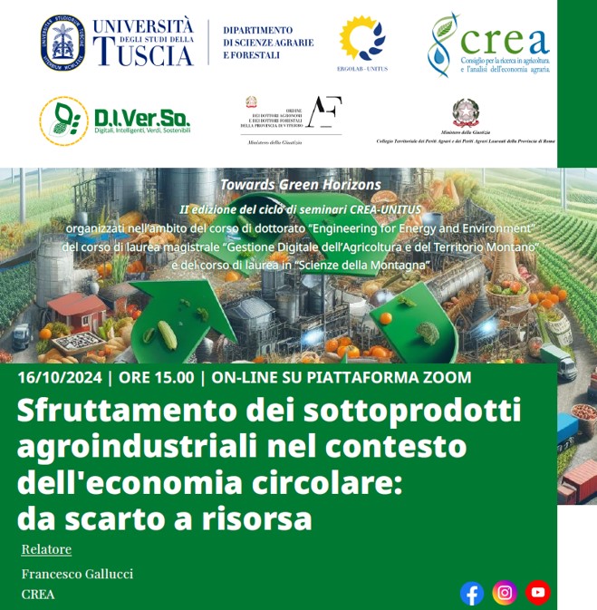Webinar “Sfruttamento dei sottoprodotti agroindustriali nel contesto dell'economia circolare: da scarto a risorsa”