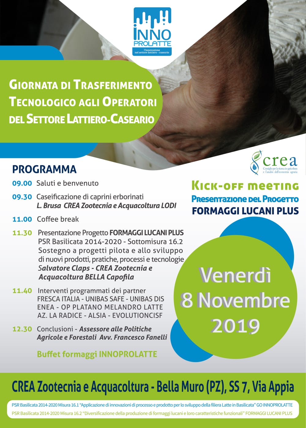 INNOPROLATTE e FORMAGGI LUCANI PLUS: due progetti dedicati al settore lattiero-caseario del CREA Zootecnia e Acquacoltura