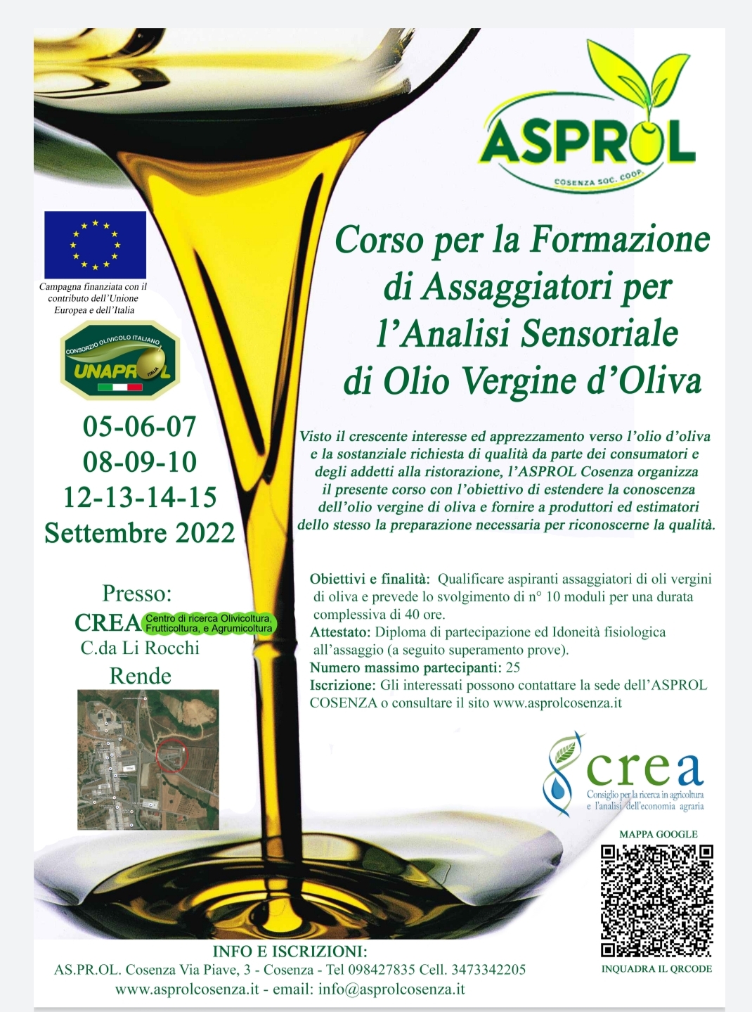 Il Crea organizza il corso per la formazione di assaggiatori di olio vergine d’oliva
