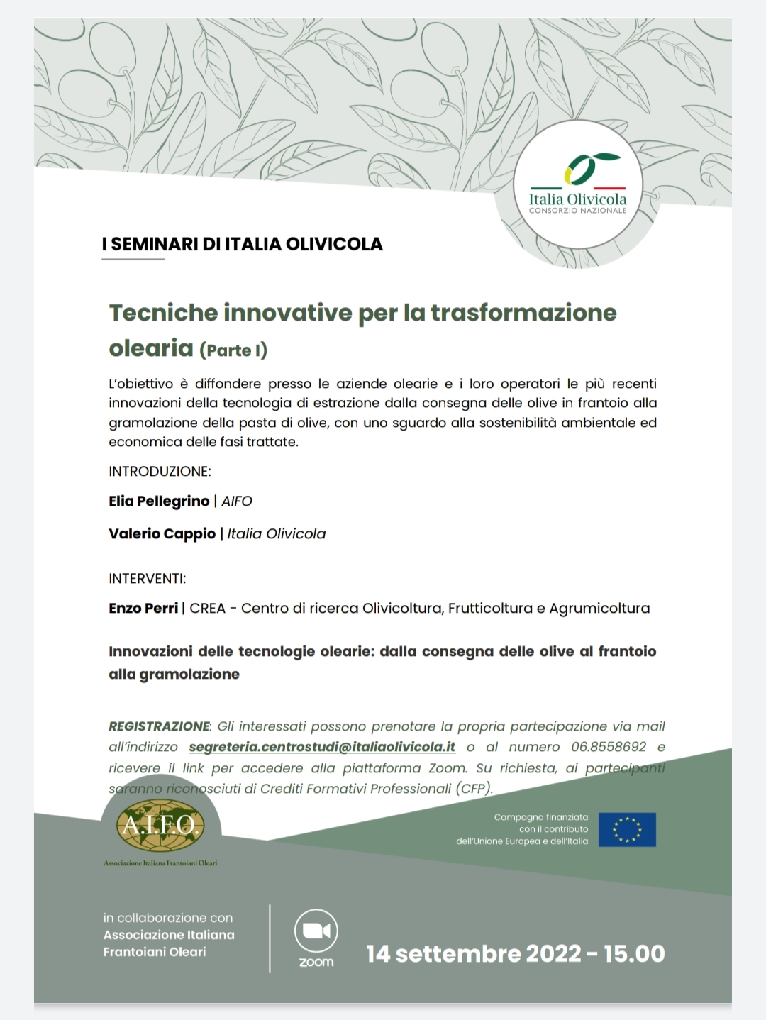 Il CREA partecipa ai Seminari di Italia Olivicola