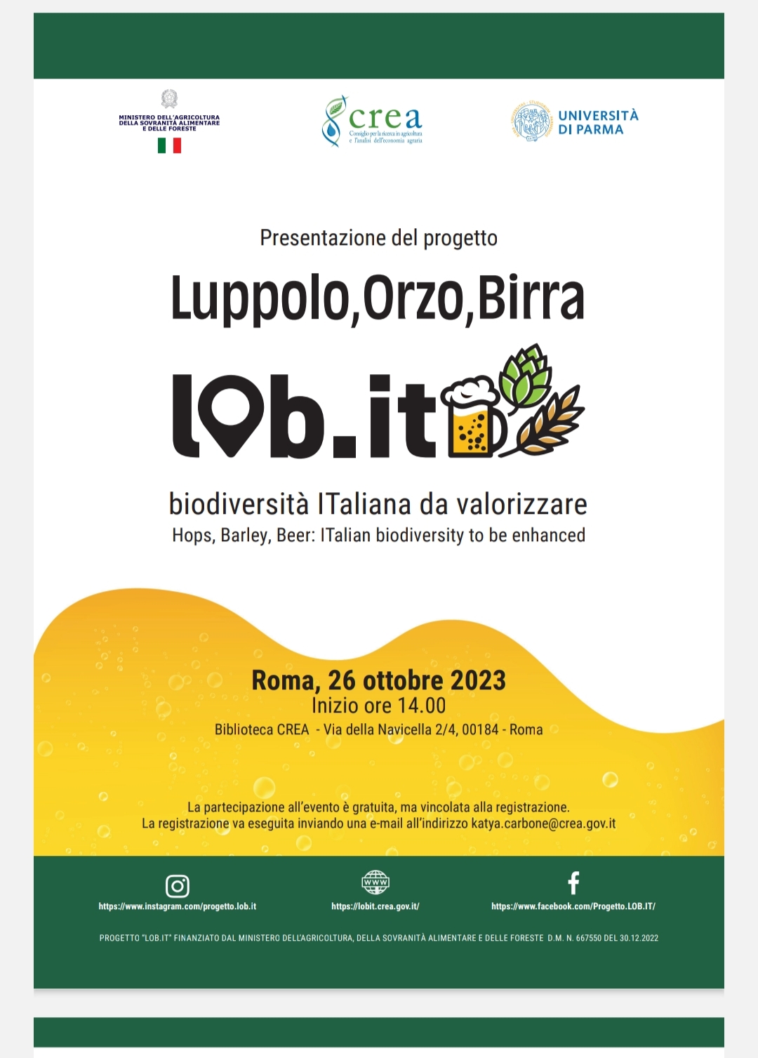 Evento di presentazione del progetto LOB.IT – Luppolo, Orzo, Birra: biodiversità italiana da valorizzare
