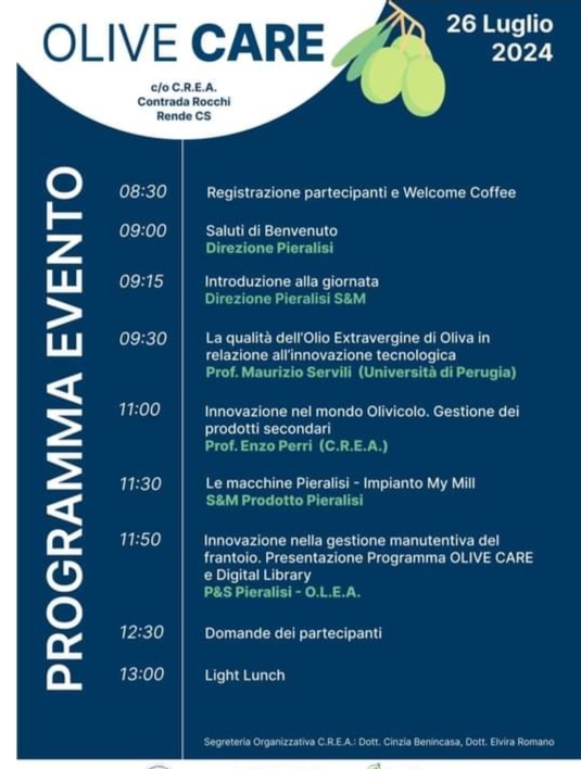 Il CREA partecipa all’evento “Olive Care”