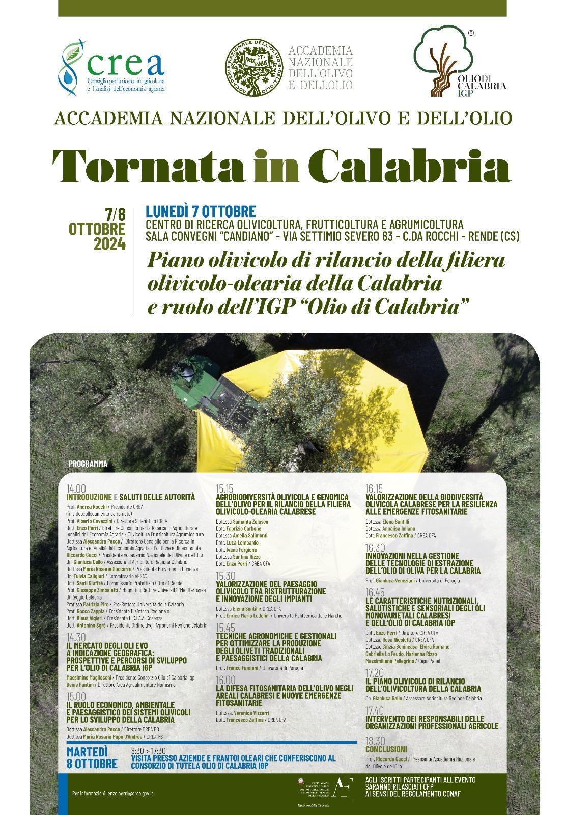 Tornata dell'Accademia nazionale dell'Olivo e dell'Olio in Calabria al CREA