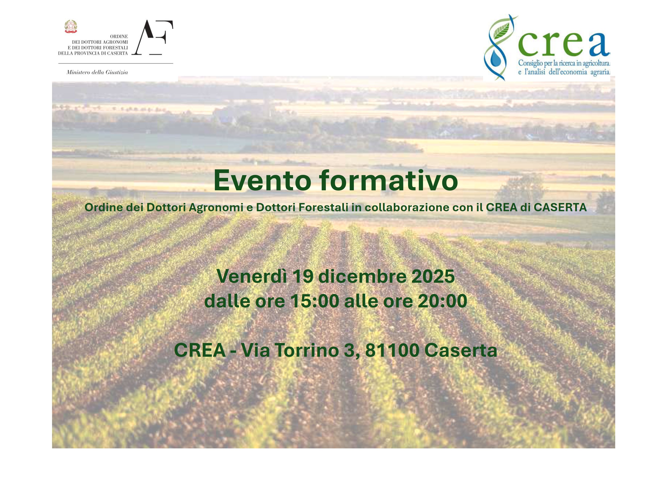 Evento formativo ODAF CE in collaborazione con CREA Caserta